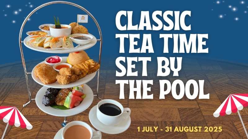 July & August: Classic Tea Time Set by the Pool